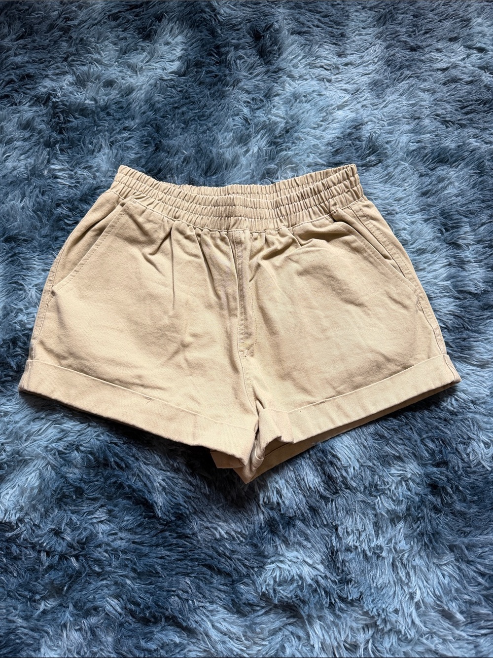 Forever 21 Beige Drawstring Elastic-Waist Cargo Shorts